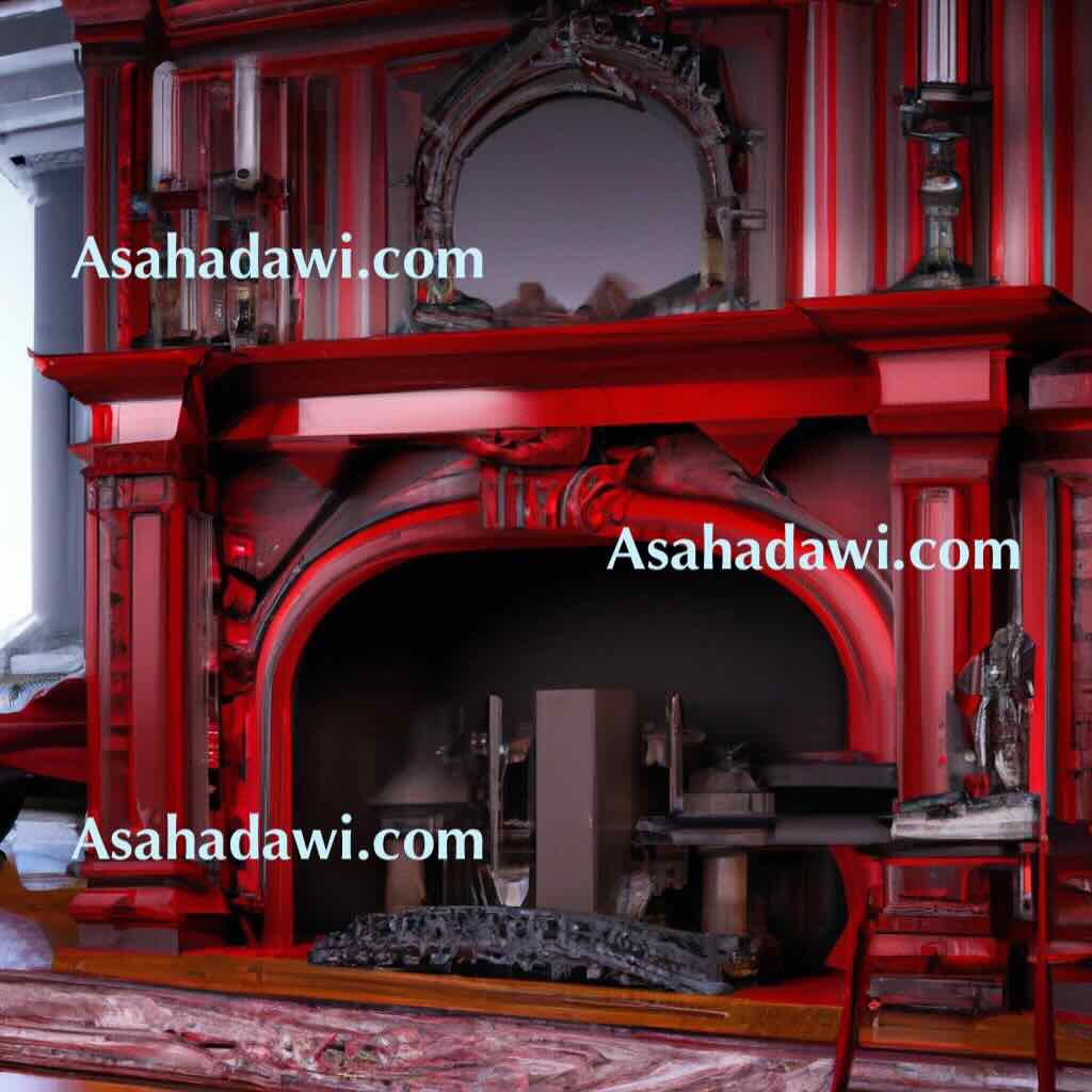 Red fireplace