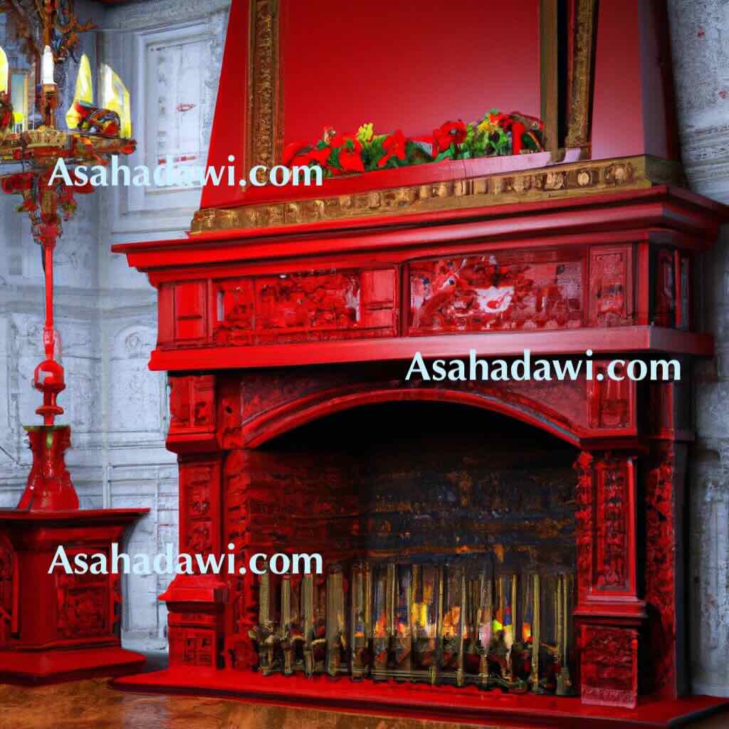 Red fireplace