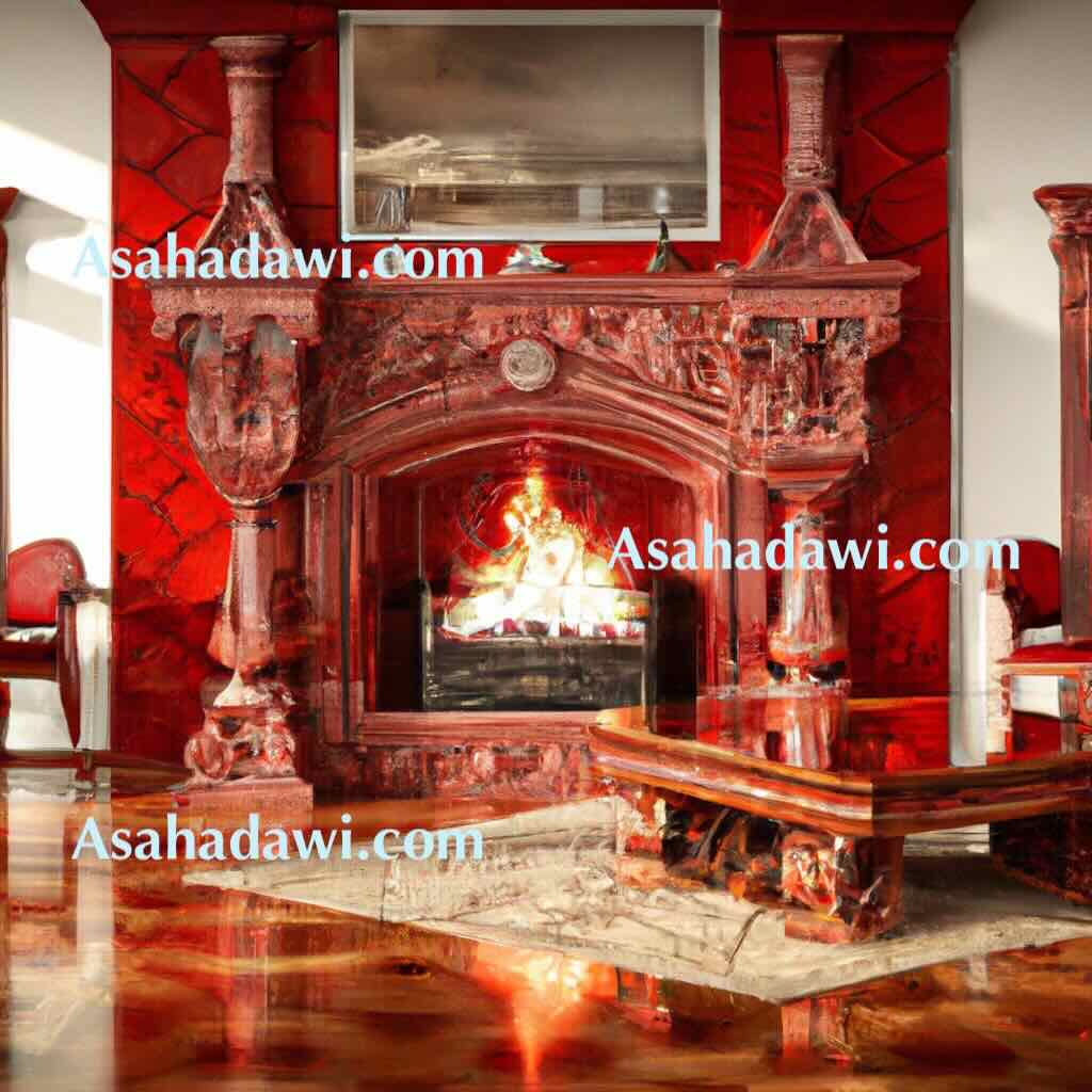 Red fireplace